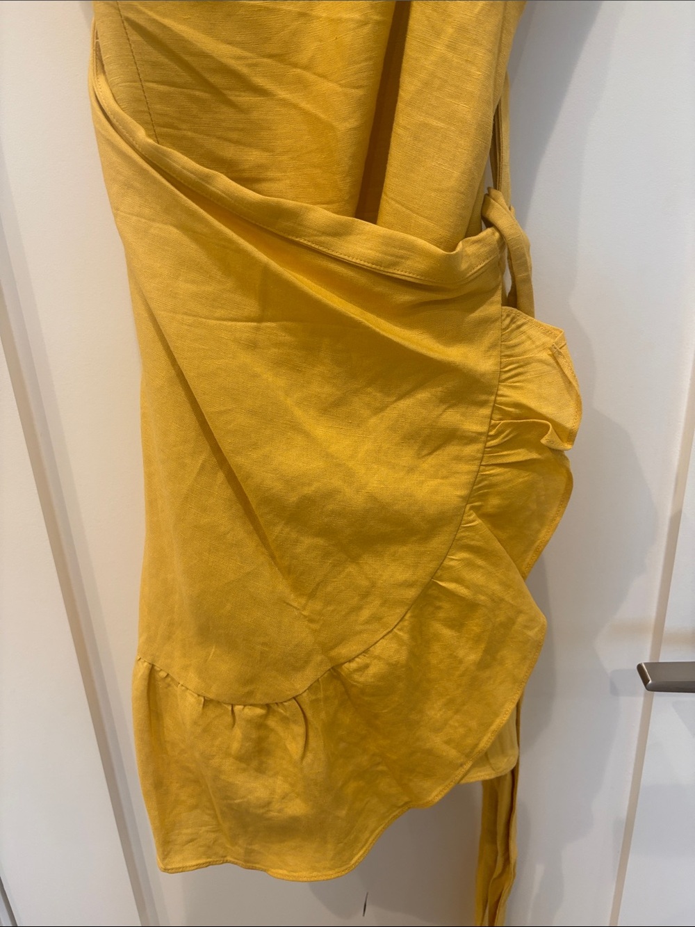 Astr Mustard Wrap Ruffle Mini Dress - Picture 6 of 12